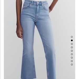 Zara Mid Rise Cropped Flare Jean